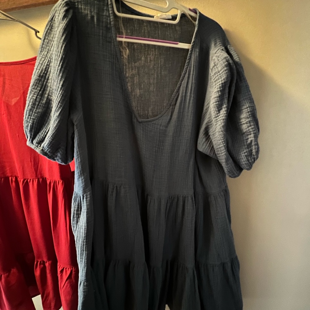 Women's Blue Puff Sleeve Top
